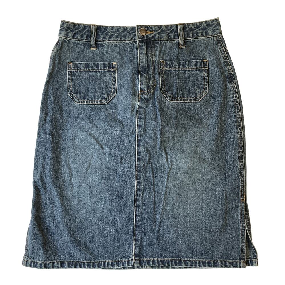 Old Navy Women Skirt Size 1 Blue Denim Skirt Casual Button 27" Waist Above Knee